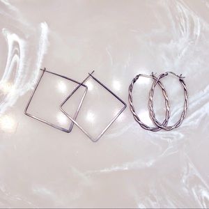 2 pairs of Sterling Silver Earring Hoops.